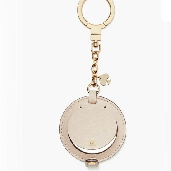 NWT KATE ♠️ SPADE LEATHER KEY CHAIN / FOB IN ROSE WITH MIRROR - Picture 3 of 7